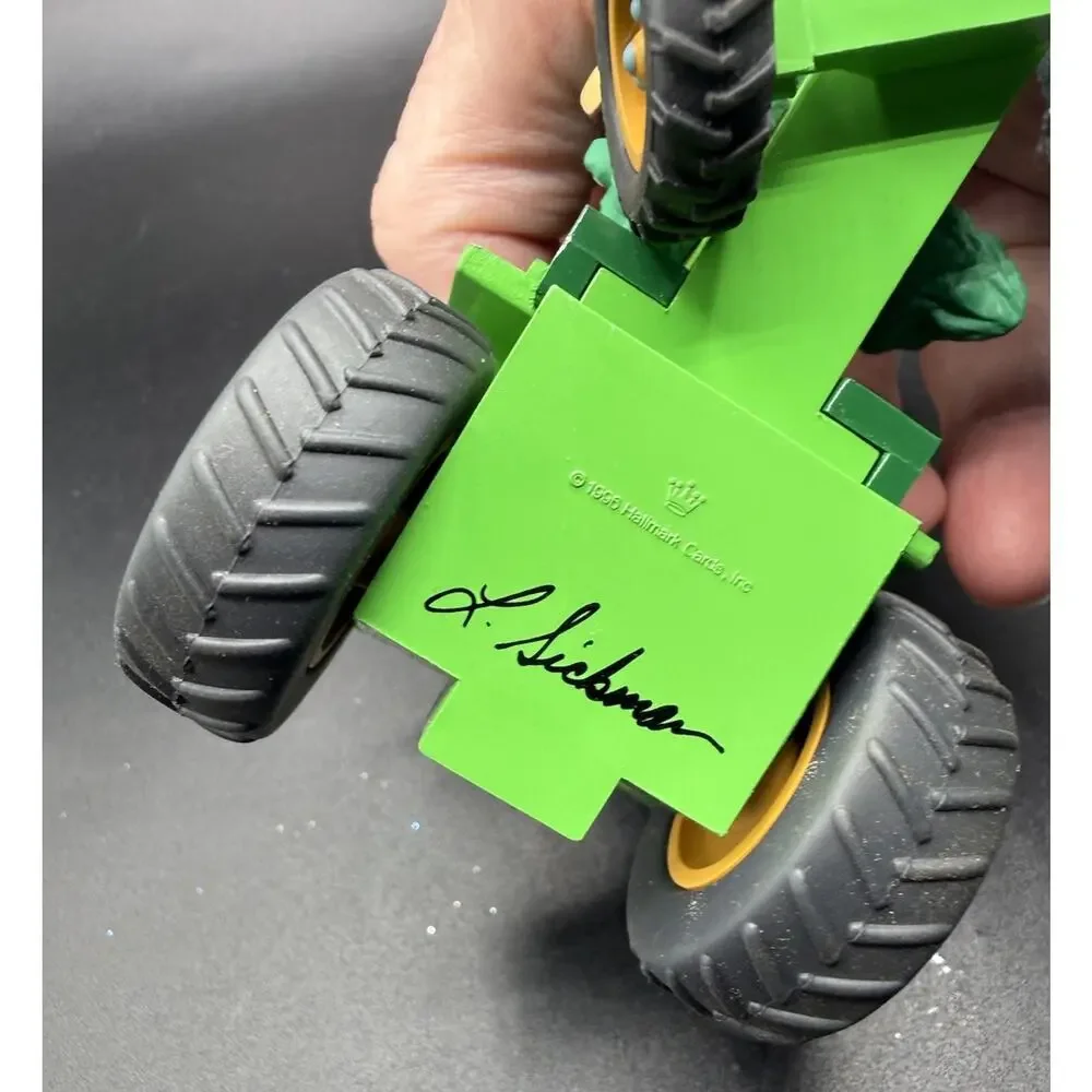 1996 Hallmark Ornament Holiday Haul Reindeer Tractor ARTIST Signed! No Box -Lo16